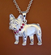 Large Sterling Silver French Bulldog Standing Study Pendant  picture