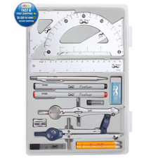 Professional Geometry Set, 15 pcs, Drafting Tools 6 inches, Silver picture