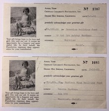 1960 Angel View Donation Cards – Bonnie & Aubrey Wardman Wing Desert Hot Springs picture