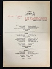 Vintage Le Carrosse London French Restaurant Menu Chelsea Recipe Sheet SW3 picture