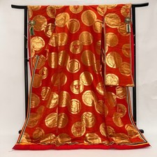 Japanese kimono colored uchikake furisode embroidery vintage furisode silk 6631 picture