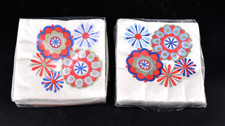 VTG NOS Paper Cocktail Napkins Red White Blue Geometric 24 Ct. 5