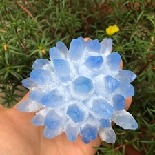 300g+ New Find Blue Phantom Quartz Crystal Cluster Mineral Specimen Healing Gift picture