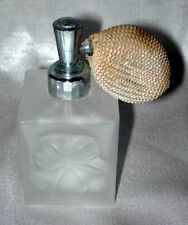 Vintage FROSTED WHITE Perfume Bottle Atomizer Sprayer PLUMERIA Motif Cameo picture