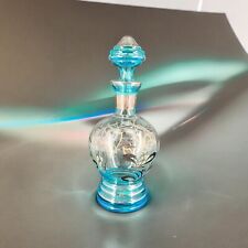 Vintage Aqua Blue Venetian Art Glass Decanter with Silver Floral Overlay Italy picture