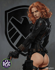Comic Art One of a Kind Acrylic Painting of The Black Widow picture