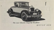 1926 Magazine Photo The New 1926 Chrysler Imperial Roadster 2-Tone picture