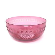 Antique Victorian Finger Bowl Cut To Clear Etched Cranberry Ruby Moser Glass  picture