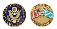 NEW Challenge Coin Company US Embassy Athens Greece Challenge Coin 1.75