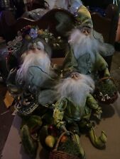 Santa With Wood Fairy Elf Pair Green Possible Decorative Christmas Holiday Bends picture