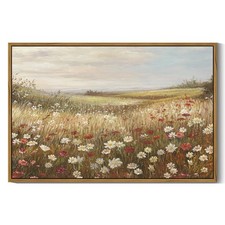 SHENIFY Vintage Framed Wall Art Meadow Flowers - 24x36in Natural Framed picture
