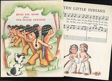 Ten Little Indians Brithday Greetings w Words & Music Insert 1940s picture