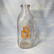 Borden's Glass Quart Milk Bottle Elsie the Cow Graphic  Duraglas 57 Vintage 9” picture