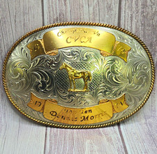 Vtg 1974 Montana Silversmiths Rodeo Award Buckle Dennis Morris IPRA World Champ picture