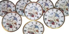 EXTREMELY HTF | 8 | Department 56 | DICKENS Clockface Porcelain Gold Rim PLATES picture