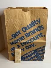 Vintage 1984 Walmart Shopping Bag Paper Grocery Ephemera W/ Receipt Somerset Ky picture