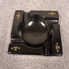 Vintage Cuban Crafters Cigar Ashtray Porcelain Black Gold Logo picture