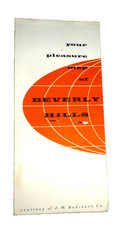 VINTAGE PAMPHLET BEVERLY HILLS CA MAP OF DINING SPOTS BY J.W. ROBINSON CO c.1950 picture