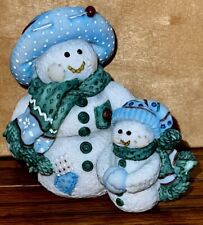 VTG Enesco Cute as a Button Snowman w/Snow Child Figurine picture