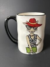 Hipster Stylist Animal City Cat Tiger 17.5 oz Mug White Black Handle Red Hat picture