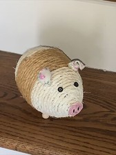Porky Petunia Wilbur PIG PIGGY Twine Rope Figurine 7 inches NEW nwot 💗#5 picture