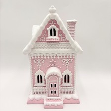 Gingerbread Cheer Pink LED Lighted Gingerbread House Christmas Decor Figurine picture