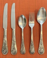 BRAND NEW Cambridge PINE CONE Pattern Satin Stainless 5 Pieces MIXED LOT picture