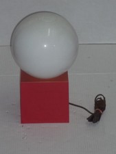 1960'S 1970'S PINK SQUARE PLASTIC BASE WHITE GLASS GLOBE ORB SPHERE LAMP WORKS picture