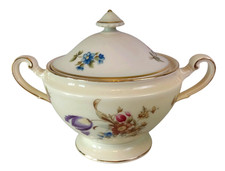 Antique Hutschenreuther Selb Bavaria Handled Sugar Bowl Lid Gold Shape 74 picture