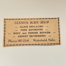 Glenn's Body Shop Glass Replacing Wakefield NE 1965 Nebraska Ad TAK4-S8 picture