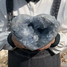 10.5LB Natural Blue Celestite Quartz Cluster Heart Crystal Geode Mineral healing picture