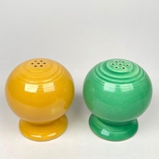 Vintage Fiestaware Salt & Pepper Shakers Yellow Green Art Deco Ceramic Set picture
