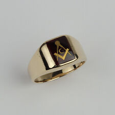 Vintage 10k Yellow Gold Men's Freemason Masonic Ring Size 9.75 picture