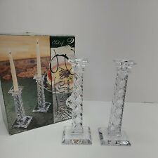 European 24% Lead Crystal Candlesticks Set of 2 Made in Slovenia New in Box picture