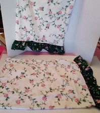Vintage Cannon 2 Pillowcases Standard Queen Percale Granny Floral Ruffled USA picture