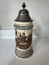 Monk with Minstrels Dümler Breiden 1/2L German beer stein Antique #236 1883–1886 picture