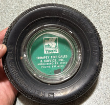VINTAGE KELLY SPRINGFIELD TIRE ASHTRAY ADVERTISING SERVICE STATION MIDDLEBURG PA picture