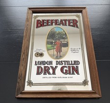 Vintage Beefeater London Dry Gin Advertising Mirror Bar Pub Sign Framed RARE picture