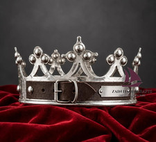 ZAIN Medieval Handmade King Crown Silver Metal Royal Crown Best Christmas Gift picture