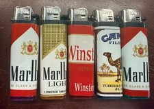 5 Cigarette Lighters Winston Camel Marlboro Vintage New and Working picture