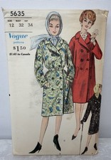 Vogue Women's Coat/Raincoat Vtg c.1962 Original Sewing Pattern FF 6126 UNCUT picture