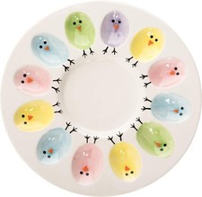 12 Egg Plate Easter Platter Egg Serving Dish Spring Decor Porcelain Easter Dish picture