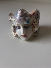 Vintage Art Nouveau Ceramic Glazed Sculpture Of Young Woman’s Head Seashells picture