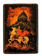 Vintage Kholui Russian Lacquer Box Ruslan & Ludmila USSR Folk Art Hand Painted picture