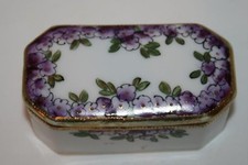 Vintage NIPPON Purple Hand Ptd Covered Trinket Box  #649 picture