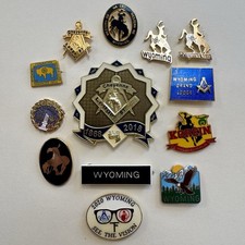 Vintage Wyoming Masonic Pin Lot Cheyenne Lodge 1 Grand Lodge 150th Shrine KOREIN picture