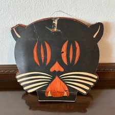 Antique Beistle Tommy Whiskers Halloween Cat Lantern Art Deco 1938-1941 USA picture