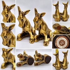 (2) Vintage Brass Donkey PM Craftsman MCM Jackass Unique - Oddity - Heavy Brass  picture