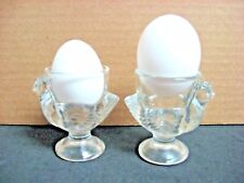 LOT 2 NEW egg cups CLEAR GLASS CHICKEN HEN eggcups picture