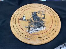 Cribbage Board NAUTICAL SEA CAPTAIN, LIGHTHOUSE, WHALE OIL LAMP picture